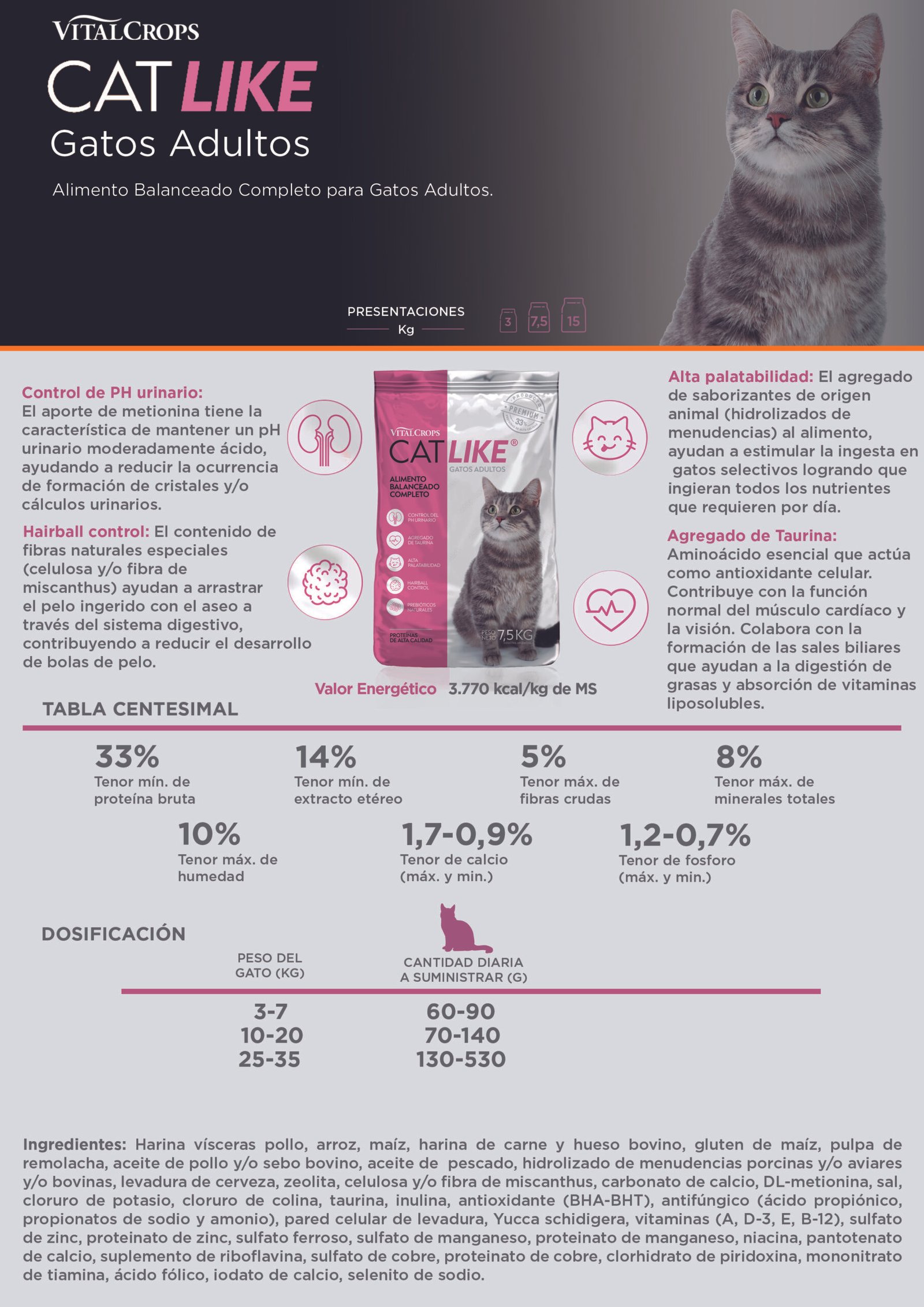 Alimento para gatos 7.5k Catlike - Imagen 2